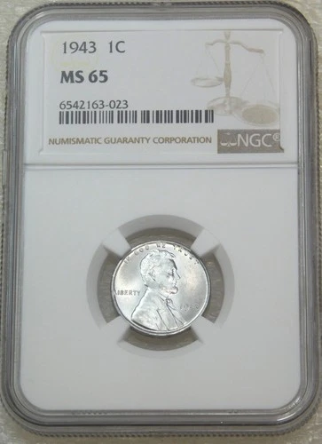 1943 P Lincoln Steel Cent NGC MS65 Very Bright Luster Just Graded #D215Z