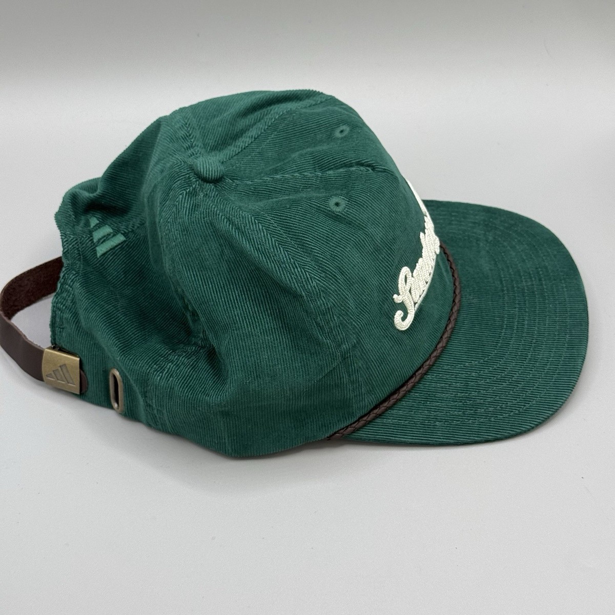 Adidas Sunday Pins Hat Green Golf Corded Leather Strapback