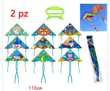 2 pz  Aquilone Per Bambini 110 Cm Con Maniglia Divertimento Estate Principianti