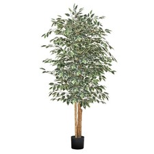 VEVOR 6FT Artificial Ficus Tree with Black Pot, 6ft,