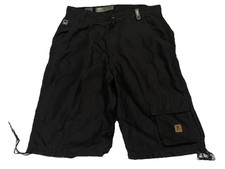 Y2K JNCO Skull Cargo Shorts Size 34 Wide Leg Baggy Embroidered Skater Black