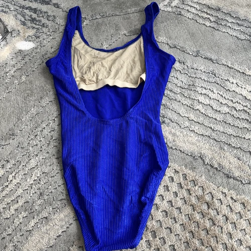 Vtg Catalina Swimsuit Sz 8 Navy Blue Ribbed One Piece Low Back High Cut 80s 90s - Picture 6 of 11