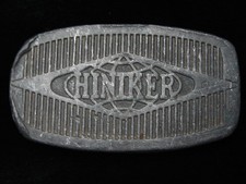 PL31148 VINTAGE 1970s HINIKER EQUIPMENT HEAVY MACHINERY PEWTER BELT BUCKLE
