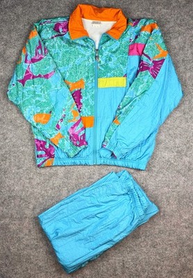 Vintage Sergio Tacchini Turquoise Tropical Tracksuit Retro Nylon