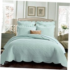 Sage Garden Luxury Pure Cotton Quilt Queen Light Aqua