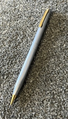 VINTAGE SHEAFFER DRUCKBLEISTIFT - GEBÜRSTETES SILBER GT - FUNKTIONSTÜCHTIG - 0,9 mm MINE (C39)