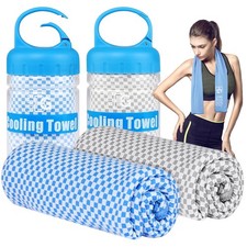 Cooling Towel 2 Pack, Blue Grey, 47"x14" - Cooling Towels for Neck and , 80 ...