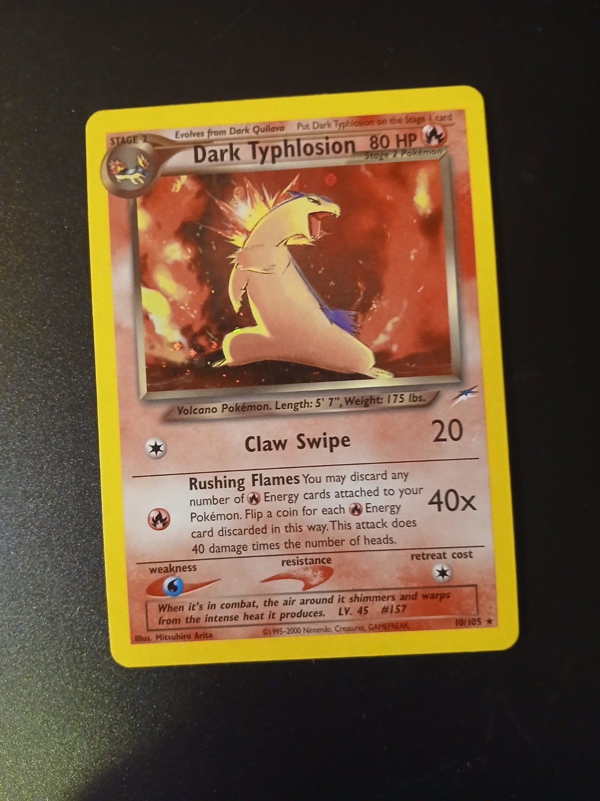 Vintage 2000 Nintendo Pokemon Dark Typhlosion Holo Neo Destiny Card 10/105 Rare