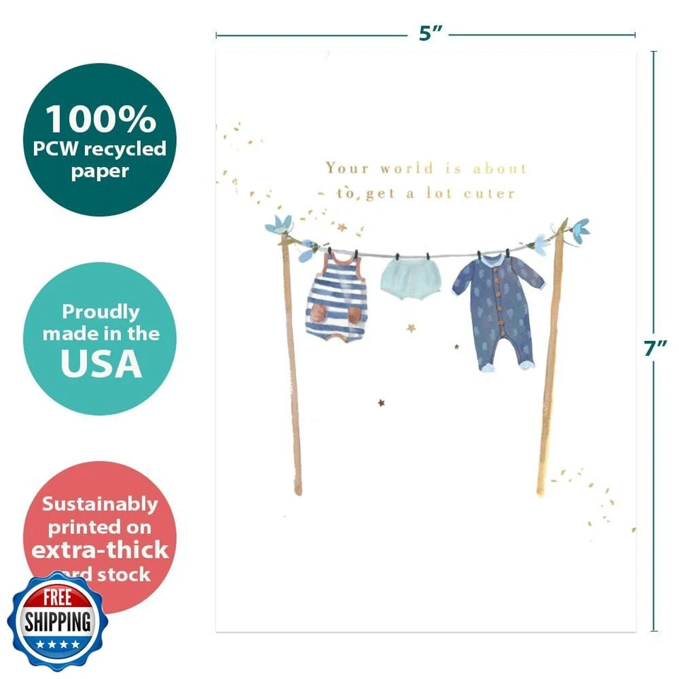 Tree-Free Greetings - New Baby Boy Greeting Card - Artful Designs - 1 Card +  - Image 4 of 4