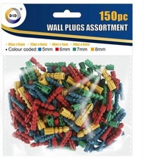 Wall Plugs 150 X Assorted Plugs Mixed Colour Wall Plugs 5 mm 6 mm 7 mm 8mm Plug