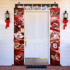 2Pcs Football Birthday Banner Porch Sign Door Hanging Party Decorations