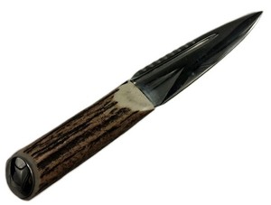 Vintag Sgian Dubh Traditional Scottish Sock Knife Flat Side Stag Handle 