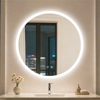 Badspiegel mit Beleuchtung LED Touch Dimmbar Spiegel Ø 50 60 80 cm Antibeschlag - Bild 1 von 4