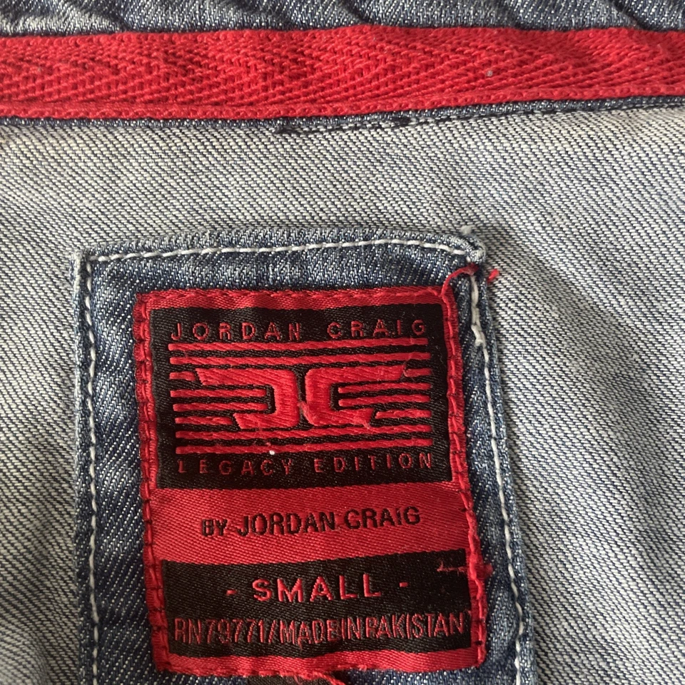 Рубашка на пуговицах мужская Jordan Craig искусственно состаренная кислотная вареная краска джинсовая размер маленький - Изображение 3 из 4