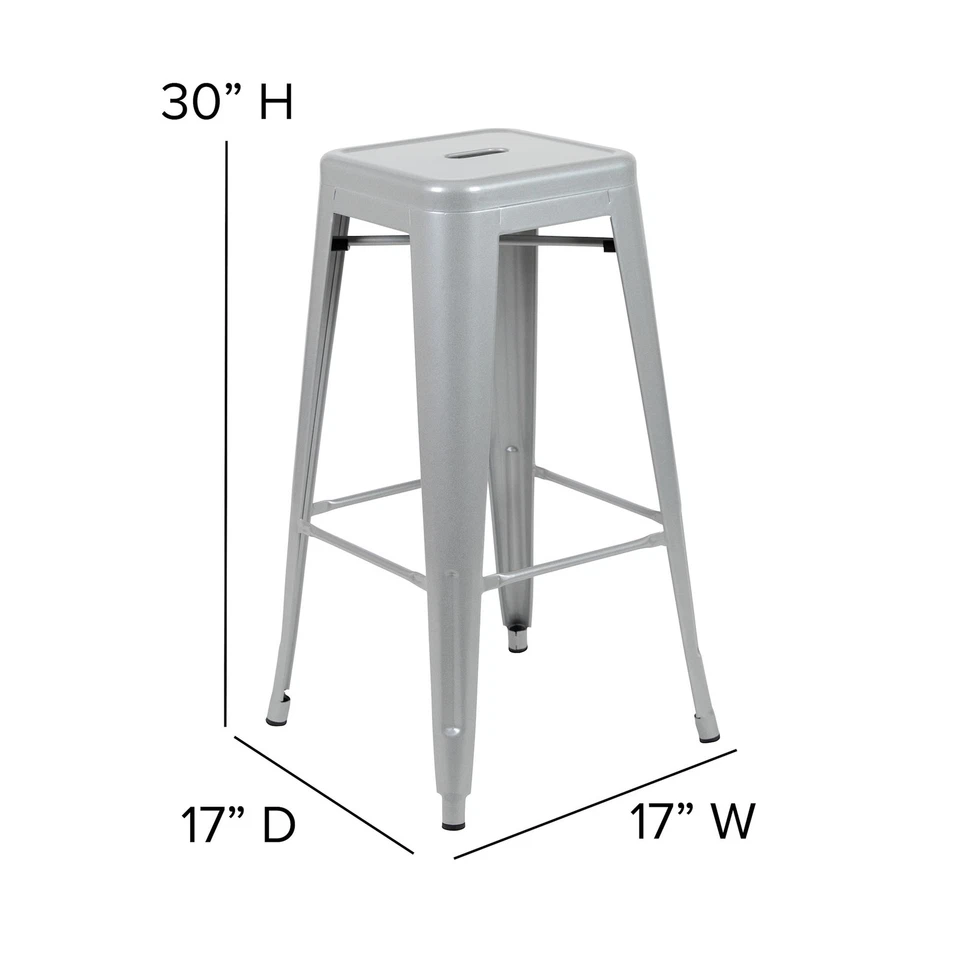Flash Furniture FFIF90132 Dream 17"W Four Piece Iron Bar Stool - Black - Image 3 of 4