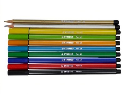 STABILO Pen 68 & Metallic Set: 8x Filzstifte + 2x Metallic-Buntstifte  Lose Ware