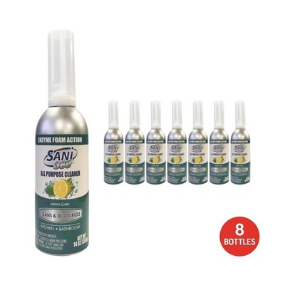 SANI 360° All Purpose Cleaner & Deodorizer, Lemon Lime Scent, 14oz, 8 Pack