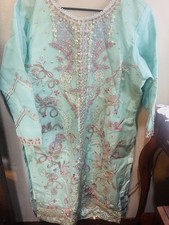 Embroidered Chiffon Pakistani Salwar Kameez Light Blue Women Traditional Outfit