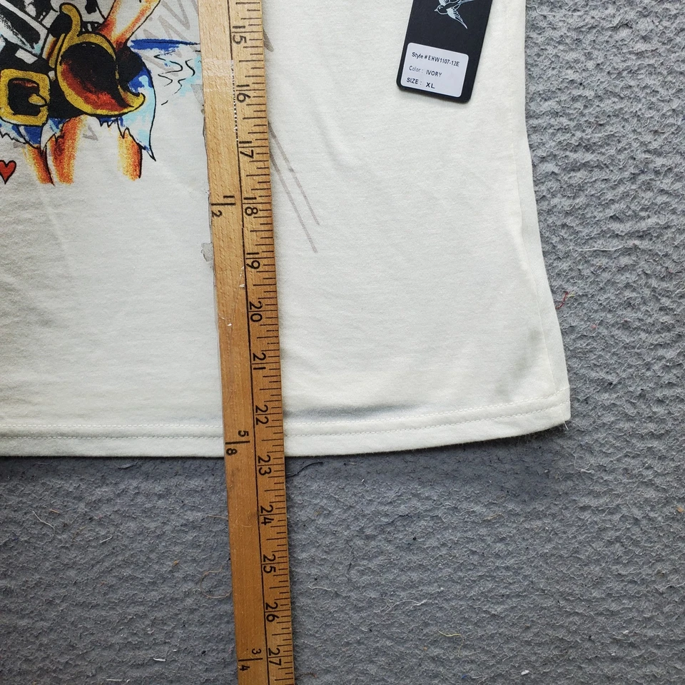 Ed Hardy T-Shirt Youth XL Tan Graphic Regular Fit Cap Sleeve Crew Neck Pullover - Image 3 of 4