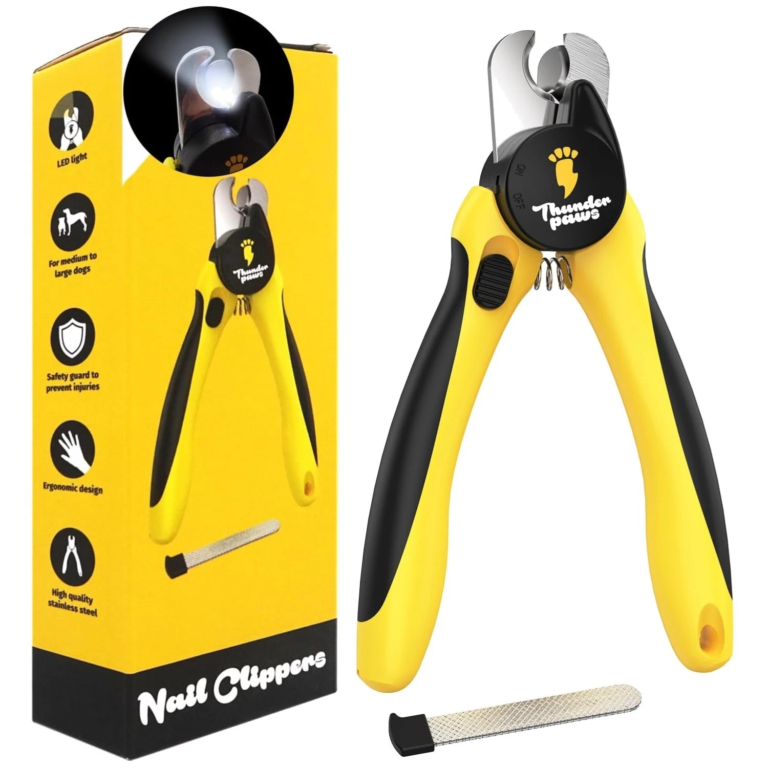 LED Light Pet Nail Clippers - Quick Sensor, Non-Slip Handles