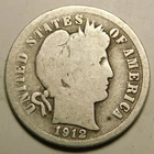 1912 D Barber Dime G-VG  90% Silver   "Actual Coin Pictured- Not Cleaned"