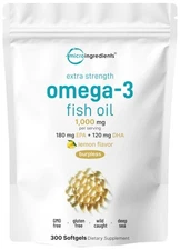 Deep Sea Fish Omega 3 Fish Oil 1000mg EPA 180mg + DHA 120mg 300 Softgels