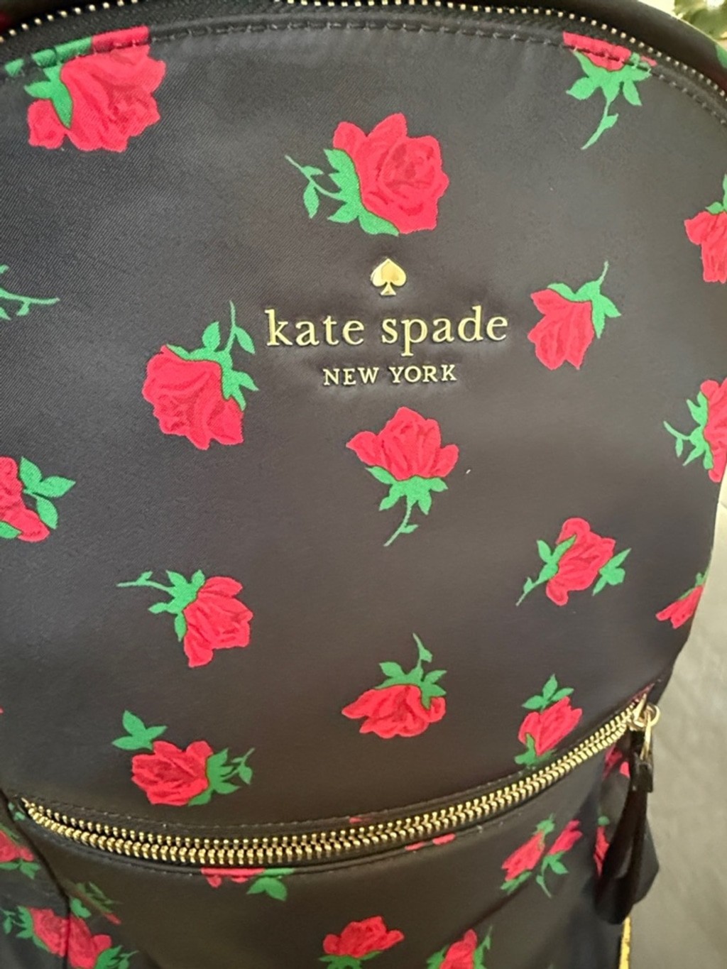Kate Spade New York Chelsea Rose Toss Black Floral Large Backpack NWOT image 7