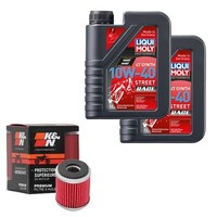 K&N ÖLfilter Set Liqui Moly 10W-40 Race 2L FüR Yamaha YBR 250 RG02 Bj.2013
