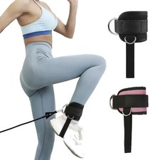Double D Ring Ankle Straps for Cable Machines Gym Workout Padded Cuffs Leg
