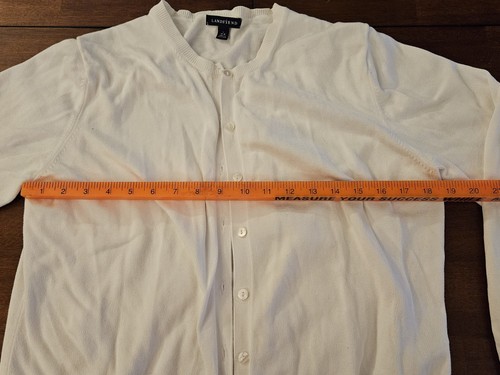 Lands' End Damen große weiße Baumwolle Langarm Button Down Strickjacke klassisch - Bild 4 von 7