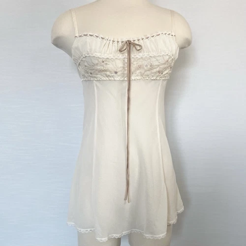UNDERCOVER Abito slip babydoll vintage damigella avorio seta chiffon Victoria’s Secret 2004 M