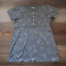 FRESH PRODUCE Dress Womens X-Large Blue Green Floral 100% Cotton Babydoll Tunic