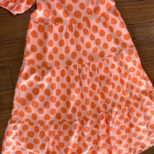 Maxi Vestido Talla XL Mezcla de Lino Niveles Lunares Boho Naranja Modesto Quién Qué Poner - Imagen 3 de 12
