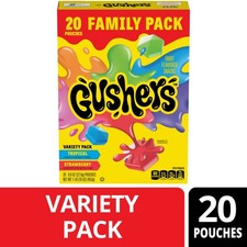 Gushers Fruit Flavored Snacks, Tropical and Strawberry Flavors, Family Pack, 20