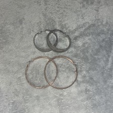 Earrings 2pairs Hoops Silver Tone And Rose Go...