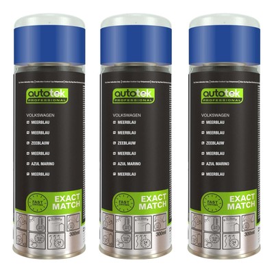 Autotek Volkswagen Meerblau schnelltrocknender Aerosol-Sprühlack 300 ml x3