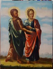 ANTICA ICONA RUSSA CM 75X57 - DUE SANTI