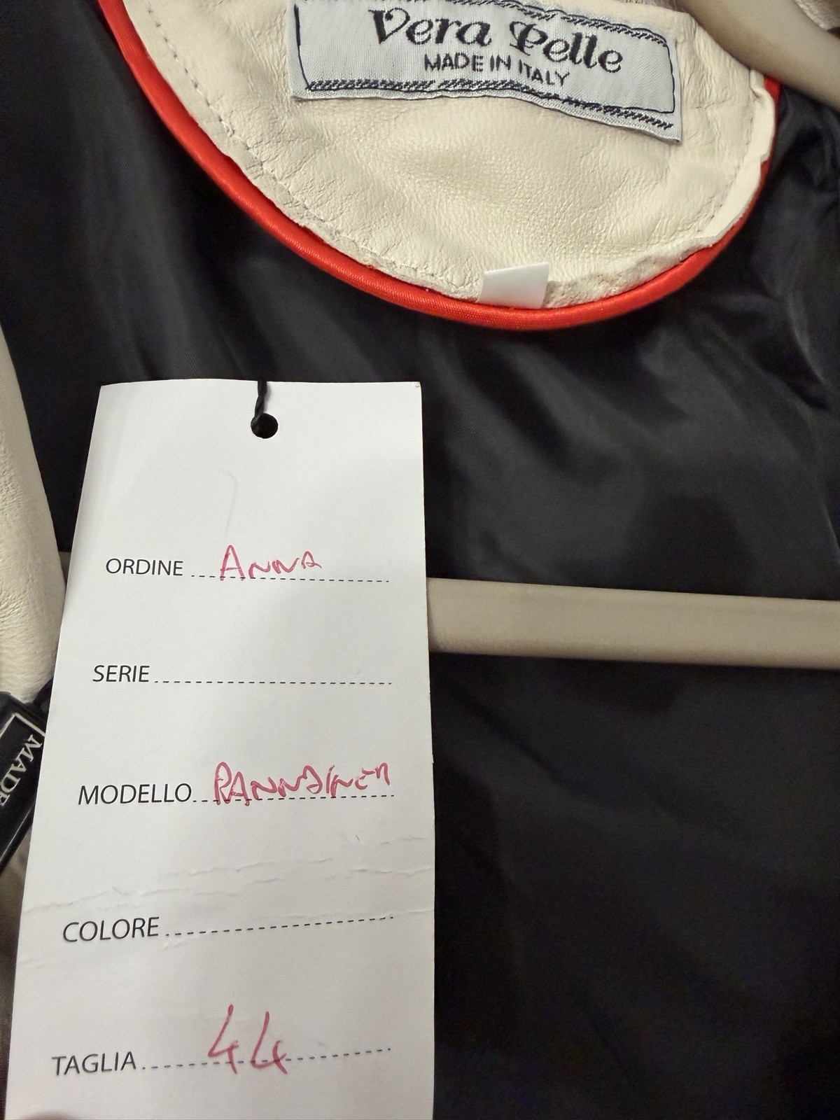 Vera Pelle Women's Off-White Tie Close Italian Leather Jacket Coat IT Sz44 NWT thumbnail 3