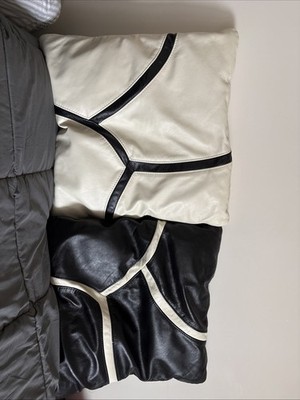 53 Cm Square Black + White  Leather Lux Cushions