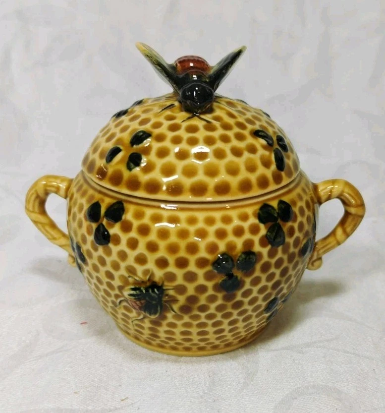 Vintage Bee Honey Pot Ceramic Honeycomb Lidded Jar Country Kitchen Decor
Opens in a new window or ta