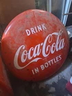 Vintage Original 36in Coca-Cola Button Sign AM 116X – Drink Coca-Cola In Bottles