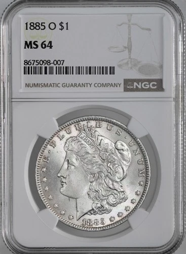 1885-O  $1  MORGAN SILVER DOLLAR  "NEW ORLEANS"  NGC MS64  #8675098-007