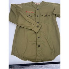 Vintage Official Boy Scouts of America Scout Uniform Shirt Olive Green Size 14