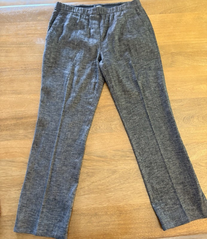 Women's Dress Pants Theory Linen And Viscose Gray/black  10 Elastic And Pockets