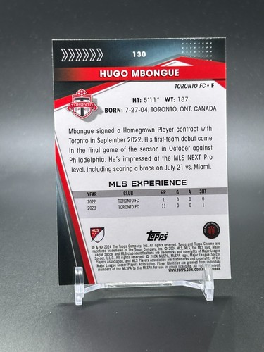 2024 Topps Chrome MLS Rookie #130 HUGO MBONGUE Toronto FC RC - Picture 2 of 2
