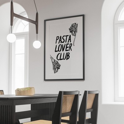 Pasta Lover Club Poster 03: Unikat Küche Wandbild, Foodie Druck, Geschenk für