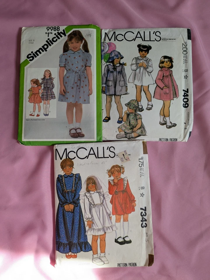 Lot Of 3 80s Vintage Girls Sewing Patterns Size 4-5 McCall's Simplicity Cut - Image 2 of 4