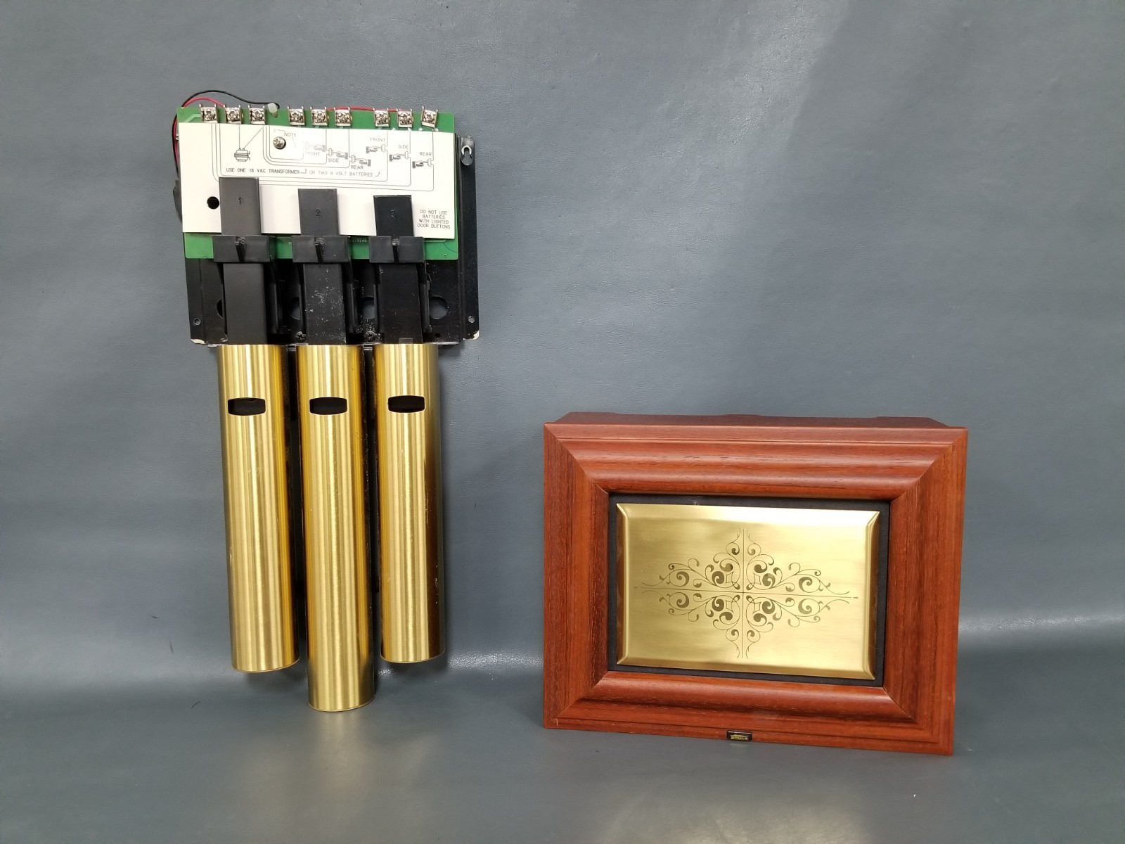 Broan C305RW Walnut + Brass Doorbell Chime Rosewood Tone Fig