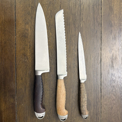 Mundial Olivier Anquier Knife 3pc 8in Chef, Bread & Serrated , carving Knives