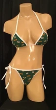 Green Bay Packers Bikini Fan Gift Custom Made In USA Sz C Top XS Bottom